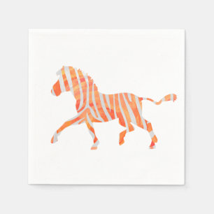 Oranje en wit Zebra Silhouette Servet
