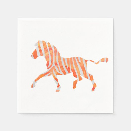 Oranje en wit Zebra Silhouette Servet (Voorkant)