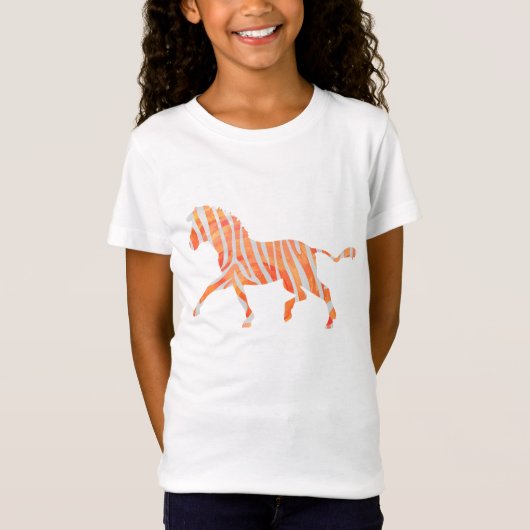 Oranje en wit Zebra Silhouette T-shirt (Voorkant)