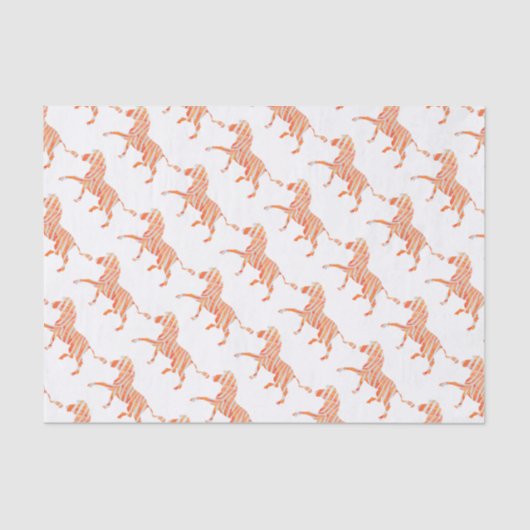 Oranje en wit Zebra Silhouette Tissuepapier (Voorkant)