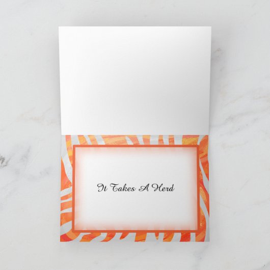 Oranje en wit Zebrapatroon Dank u Bedankkaart (Binnen)