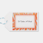 Oranje en wit Zebrapatroon Dank u Cadeaulabel (Achterkant Horizontaal)