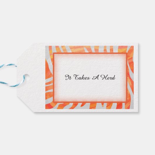 Oranje en wit Zebrapatroon Dank u Cadeaulabel (Achterkant Horizontaal)