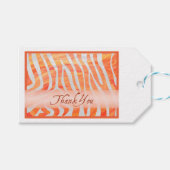 Oranje en wit Zebrapatroon Dank u Cadeaulabel (Voorkant (Horizontaal))