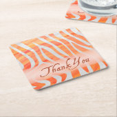 Oranje en wit Zebrapatroon Dank u Kartonnen Onderzetters (Schuin)