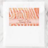 Oranje en wit Zebrapatroon Dank u Rechthoekige Sticker (Tas)