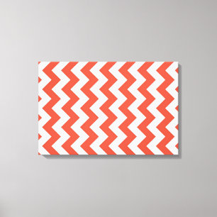 Oranje en wit Zigzag Canvas Afdruk