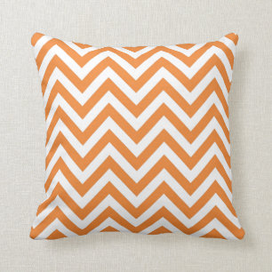 Oranje en wit Zigzag Chevron Pattern Kussen