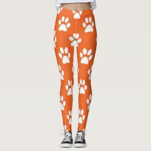 Oranje en wit zwenkpatroon leggings