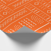 Oranje en witte Afrikaanse afdrukken Cadeaupapier (Hoek)