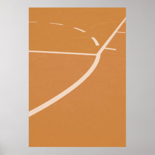 Oranje en witte basketbal poster