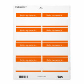 Oranje en witte bedrijfsnaam Markering - Etiket (Full Sheet)