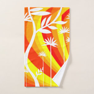 Oranje en witte botanische illustratie bad handdoek