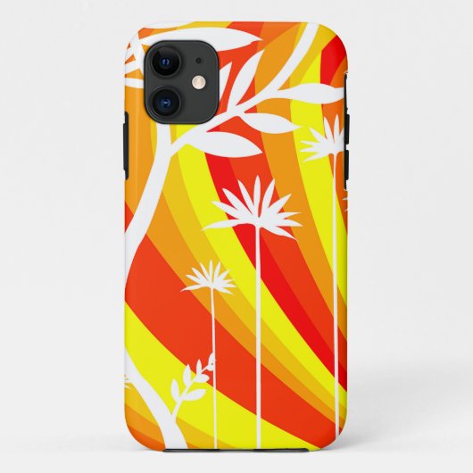 Oranje en witte botanische illustratie Case-Mate iPhone case (Achterkant)