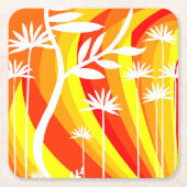 Oranje en witte botanische illustratie kartonnen onderzetters (Voorkant)