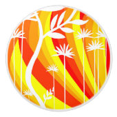 Oranje en witte botanische illustratie keramische knop (Voorkant)