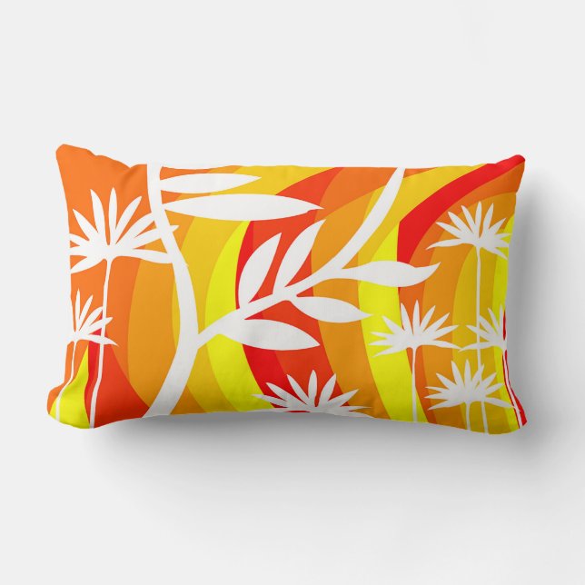 Oranje en witte botanische illustratie kussen (Voorkant)