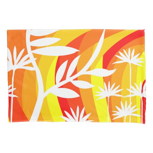 Oranje en witte botanische illustratie kussensloop (Voorkant-Links)