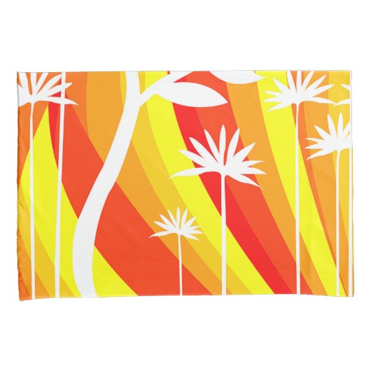 Oranje en witte botanische illustratie kussensloop (Voorkant-Rechts)