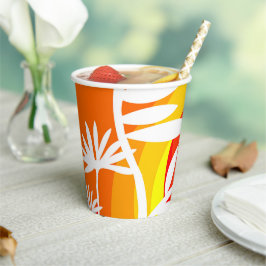 Oranje en witte botanische illustratie papieren bekers