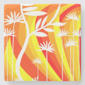 Oranje en witte botanische illustratie stenen onderzetter (Voorkant)