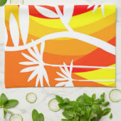 Oranje en witte botanische illustratie theedoek (Gevouwen)