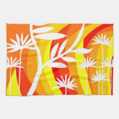 Oranje en witte botanische illustratie theedoek (Horizontaal)