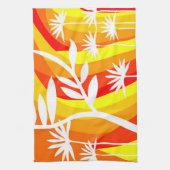 Oranje en witte botanische illustratie theedoek (Verticaal)