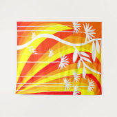 Oranje en witte botanische illustratie wandkleed (Voorkant (horizontaal))