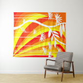 Oranje en witte botanische illustratie wandkleed (In Situ (horizontaal))