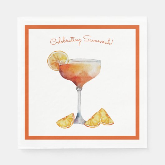 Oranje en Witte Bruiloftsfeest Servet (Voorkant)