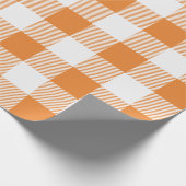 Oranje en witte Buffalo Plaid Cadeaupapier (Hoek)