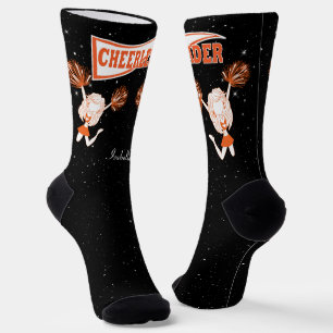 Oranje en Witte Cheerleader Girl Socks Sokken