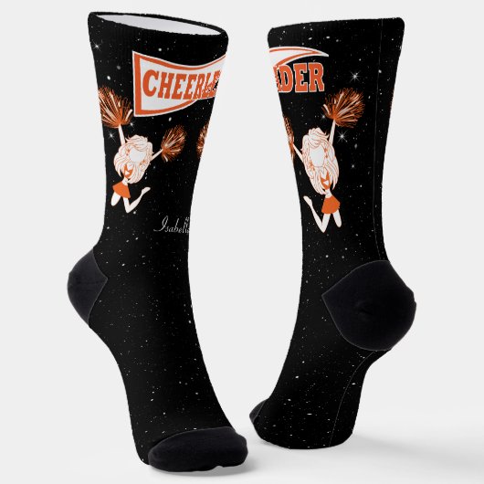 Oranje en Witte Cheerleader Girl Socks Sokken (Gebogen)