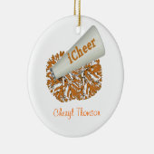 Oranje en witte Cheerleader-versiering Keramisch Ornament (Rechts)