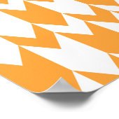 Oranje en witte Chevron Pattern. Poster (Hoek)