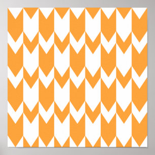 Oranje en witte Chevron Pattern. Poster