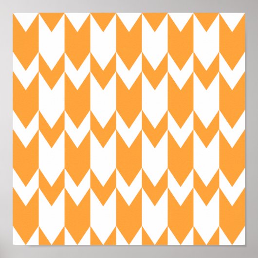 Oranje en witte Chevron Pattern. Poster (Voorkant)