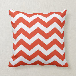 Oranje en witte Chevron Stripes Kussen