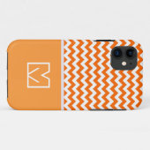 Oranje en witte Chevron Zigzag. Aangepast monogram Case-Mate iPhone Case (Achterkant (horizontaal))