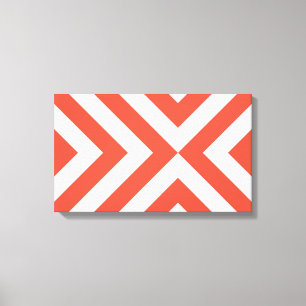 Oranje en Witte Chevrons Canvas Afdruk