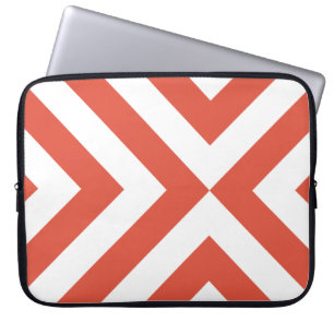 Oranje en Witte Chevrons Laptop Sleeve