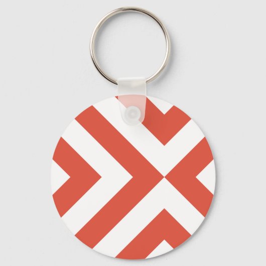 Oranje en witte Chevrons Sleutelhanger (Voorkant)
