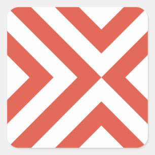 Oranje en Witte Chevrons Vierkante Sticker