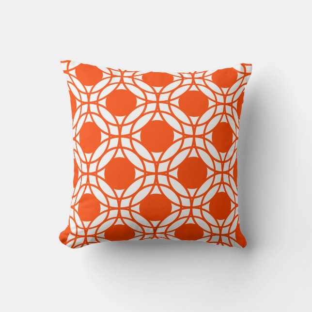 Oranje en witte cirkels geometrisch patroon kussen (Voorkant)