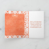 Oranje en witte damask bedankkaart (Binnen)