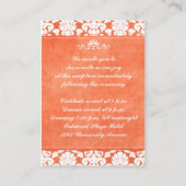 Oranje en witte Damask op Linen Enclosure Kaart (Achterkant)