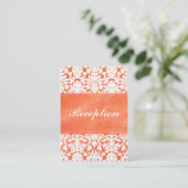Oranje en witte Damask op Linen Enclosure Kaart (Staand voorkant)