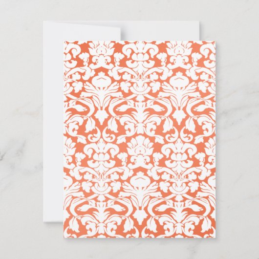 Oranje en Witte Damast Antwoordkaart Kaart (Achterkant)