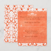 Oranje en Witte Damast Antwoordkaart Kaart (Voorkant / Achterkant)
